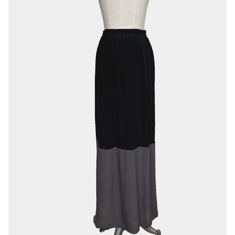 ALICE OLIVIA X STACEY BENDET Maxi Long Silk Skirt Colorblock Size S Casual Chic